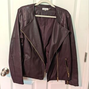 Calvin Klein Women's Purple Moto Jacket. Size L. VGUC.